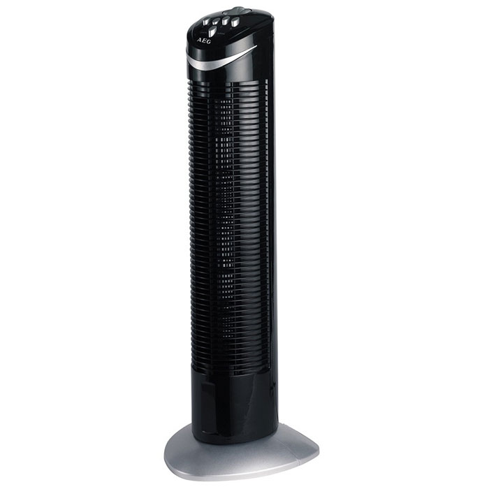 AEG T-VL 5531, Black вентиляторT-VL 5531 schwarz AEG T-VL 5531, Black вентиляторT-VL 5531 schwarzВентилятор колонна AEG T-VL 5531 с поворотом на 90 градусов имеет трехступенчатую регулировку скорости, механический таймер на 120 минут и низкий уровень шума. Высота модели составляет 75 см. Материал корпуса: пластик Рабочий механизм: радиальный