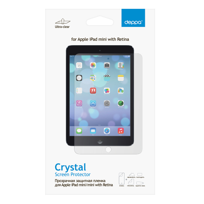 Deppa защитная пленка для Apple iPad mini/mini with Retina, прозрачная61002 Deppa защитная пленка для Apple iPad mini/mini with Retina, прозрачная61002Прозрачная пленка Deppa защитит устройство от царапин. Пленка изготовлена из трехслойного японского материала PET.