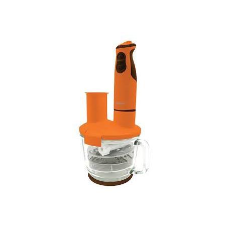 Oursson HB4040, Orange погружной блендерHB4040/OR Oursson HB4040, Orange погружной блендерHB4040/ORПогружной блендер с многофункциональной стеклянной чашей HB4040 максимально оснащенный различными ножами, терками, дисками-шинковками, сэкономит драгоценное время на приготовление пищи. С помощью насадки для пюрирования легко приготовить пюре или паштет, венчиком взбить белки, крем, тесто для блинов или молочный коктейль, с помощью диска-шинковки нарезать ломтиками сыр, колбасу или овощи. Диски-терки приготовят салат или потрут овощи для супа, а нож-измельчитель превратит мясо или рыбу в фарш, измельчит лук и чеснок, орехи, крупы, кофе, специи, и даже приготовит сахарную пудру. Чаша, идущая в комплекте, выполнена из высококачественного стекла, которое не поцарапается твердыми продуктами или кусочками льда. Ее можно наполнять горячими ингредиентами и жидкостью