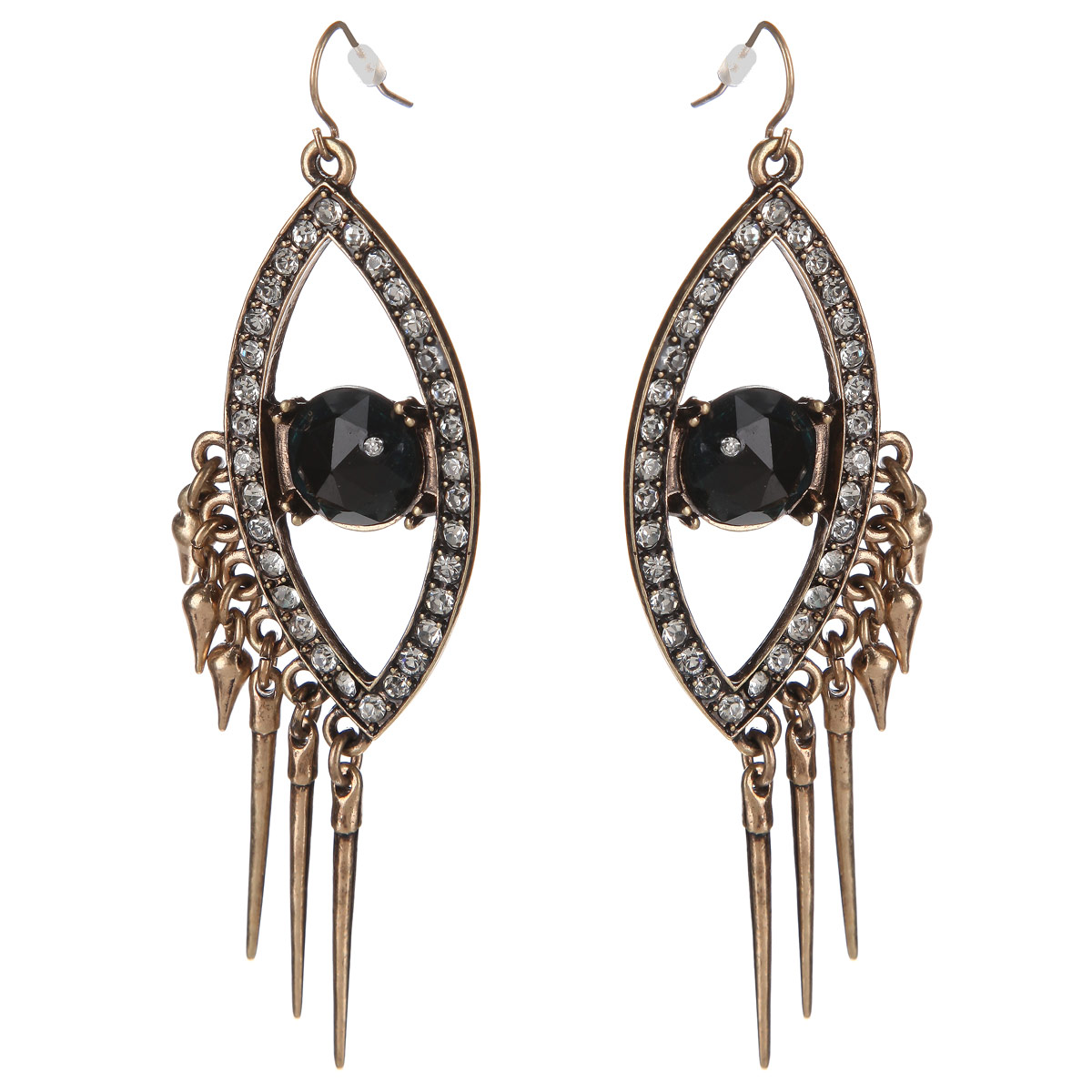 Серьги Milana Style, цвет: золотой, белый, черный. 00379ed00379ed Серьги Milana Style, цвет: золотой, белый, черный. 00379ed00379edОчаровательные сережки необычного дизайна Milana Style не оставят равнодушной ни одну любительницу модных аксессуаров. Они изготовлены из высококачественного бижутерного сплава, инкрустированы сверкающими белыми стразами и крупным черным камнем, по бокам украшены подвесками. Изделие застегивается с помощью пластиковых заглушек. Благодаря изящному дизайну и лаконичному сочетанию цветов, серьги идеально подойдут как для повседневного образа, так и для вечернего наряда. Отличительные особенности бижутерии Taya- гармоничное сочетание исключительного качества, доступной цены и прекрасно узнаваемого авторского дизайна. Тщательно продуманная дизайнерами форма украшения сделает ваш образ ярче и индивидуальнее. Серьги, колье и кольца бренда Taya и Taya LX украсят любое вечернее платье, дополнят деловой образ и создадут настроение на вечеринке.