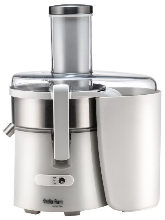 Stadler Form Juicer One SFJ.100 соковыжималкаSFJ.100 Stadler Form Juicer One SFJ.100 соковыжималкаSFJ.100Комплекс конструктивных особенностей соковыжималки Juicer One обеспечивает достижение наилучших результатов при отжиме фруктов и овощей. Ключевой элемент в этом процессе – высокопроизводительный и надежный двигатель. Он усилен герметизированными подшипниками, что гарантирует долгий срок службы соковыжималки без снижения эффективности и стабильное качество отжима сока из любых овощей и фруктов. Электронная регулировка скорости поддерживает высокую мощность двигателя на стабильном уровне независимо от нагрузки и гарантирует эффективный отжим сока. Фильтрующая корзина и фильтр образуют эффективную, надежную и долговечную систему для тщательнейшей переработки плодов. Это достигается, во-первых, благодаря двум лезвиям, расположенным в основании фильтрующей корзины. Их режущая часть максимально задействована в отжиме благодаря смещенному загрузочному отверстию и позволяет выжимать сок из фруктов без предварительного удаления сердцевины. Кроме этого, соковыжималка оборудована...