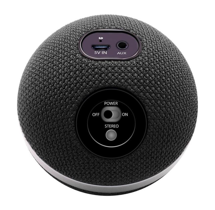 Promate Orbit, Black Bluetooth-динамик00007343 Promate Orbit, Black Bluetooth-динамик00007343Orbit является универсальным портативным стереодинамиком. Его уникальный дизайн в виде шара и разноцветная коллекция предлагает чуть больше, чем просто модный девайс - это, прежде всего, выдающийся звук. Динамик оснащен универсальным аудио разъемом и параллельно с технологией Bluetooth, который может воспроизводить Ваши мелодии с любого источника звука, например, с планшета или смартфона. Благодаря своего встроенному перезаряжаемому аккумулятору, Вы можете взять Orbit буквально в любое место, да и в багаже он не будет лишним.