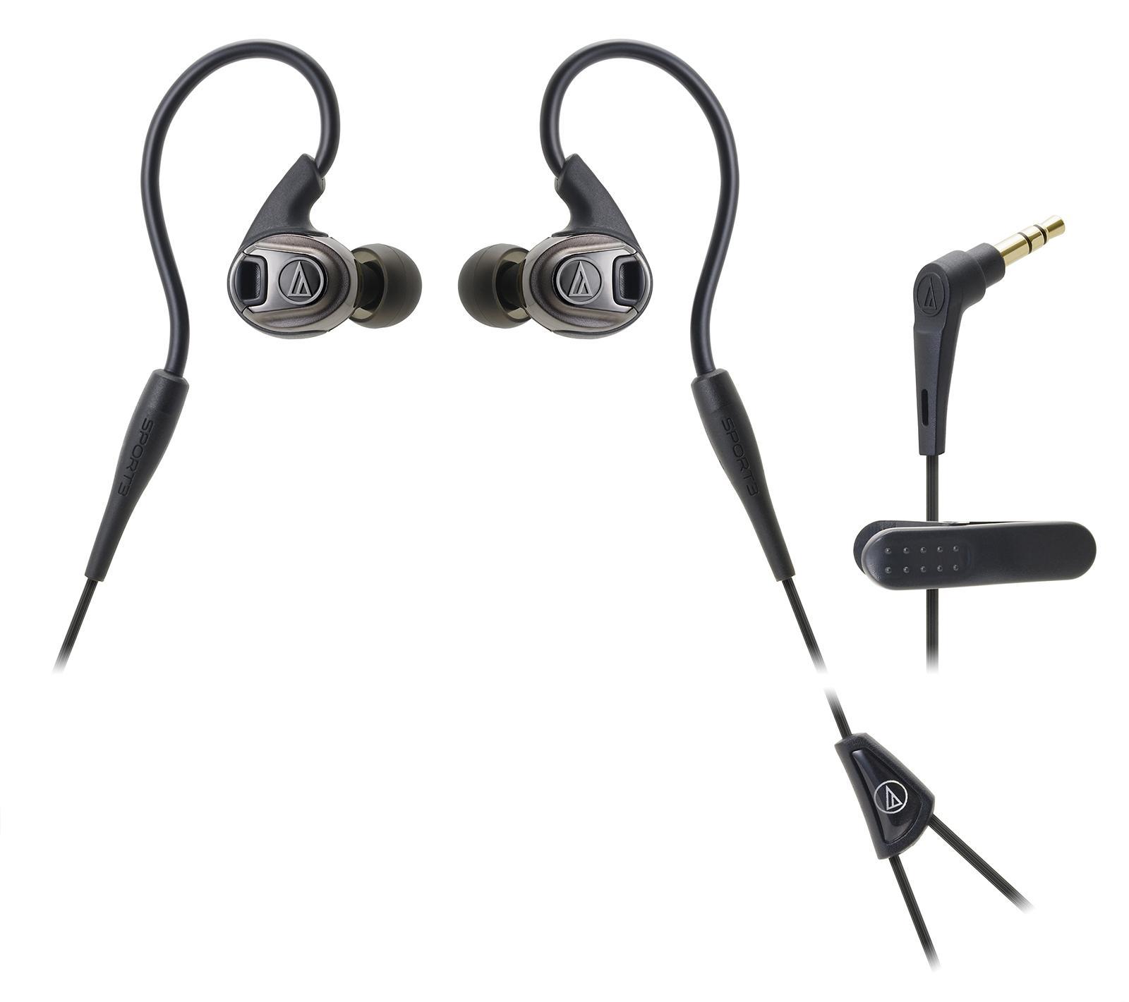 Audio-Technica ATH-SPORT3, Black наушникиATH-SPORT3 BK Audio-Technica ATH-SPORT3, Black наушникиATH-SPORT3 BKAudio-Technica SPORT3 – вставные динамические наушники с заушным креплением, созданные для спортсменов, которые ценят длительный комфорт в сочетании с первоклассным звуком музыки во время интенсивных тренировок Конструкция модели гибкая и безопасная, позаимствованная из известной линейки арматурных наушников Audio-Technica IM. Звук динамичный, передающий все нюансы звучания. Звуковой канал имеет пятую степень защиты от влаги IXP5 и оснащен встроенными стабилизаторами, благодаря которым происходит оптимизация воздушных потоков в канале. Насыщенный звук достигается также за счет устранения ненужных вибраций Водозащита IXP5 выдерживает самые интенсивные занятия спортом, тренировки под дождем, а также чистку наушников под струей воды после очередной пробежки Укороченный провод традиционно снабжен клипсой для удобного крепления к одежде