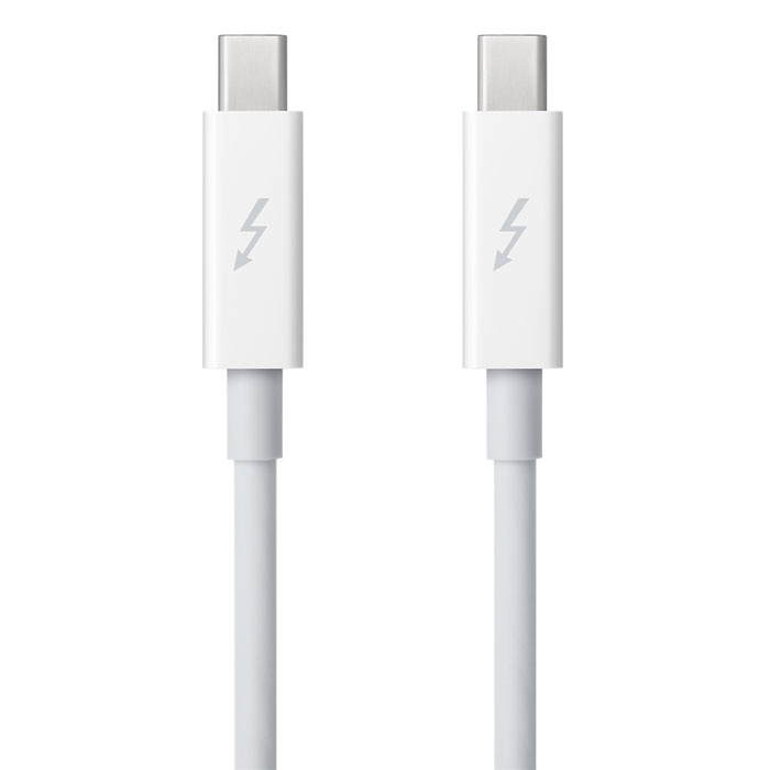 Apple Thunderbolt, White кабель 0,5 м (MD862ZM/A)MD862ZM/A Apple Thunderbolt, White кабель 0,5 м (MD862ZM/A)MD862ZM/AКабель Apple Thunderbolt позволяет подключать два компьютера Mac с портами Thunderbolt в режиме целевого диска, связывать в сеть два компьютера Mac под управлением OS X Mavericks или использовать iMac в качестве монитора для MacBook Pro или MacBook Air. Технология Thunderbolt поддерживает сверхскоростную передачу данных по двум независимым каналам с пропускной способностью 10 Гбит/с каждый. А технология Thunderbolt 2 позволяет связывать эти два канала и обеспечивать сверхвысокую скорость 20 Гбит/с. Соответствующий кабель позволяет подключать устройства с поддержкой Thunderbolt к порту Thunderbolt или Thunderbolt 2 на вашем Mac.