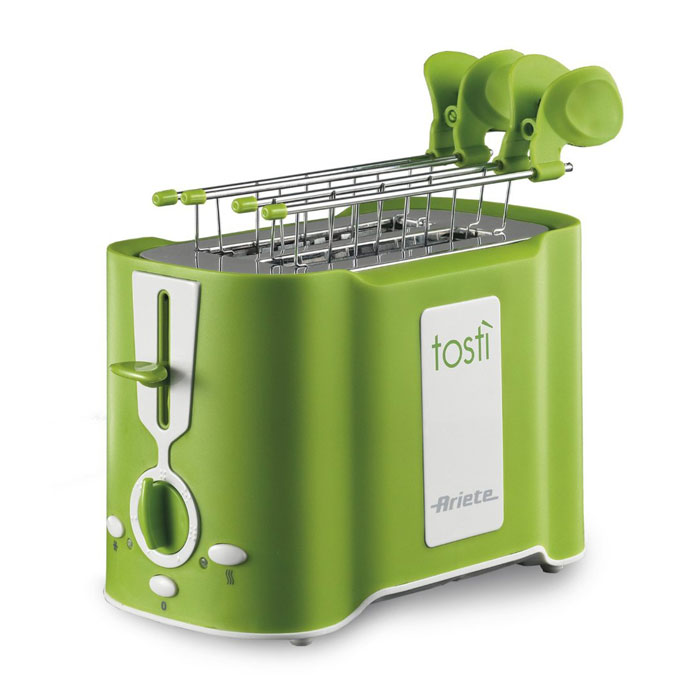 Ariete Tosti, Green тостер (124/12)124/12 green Ariete Tosti, Green тостер (124/12)124/12 greenТостер Ariete Tosti идеально подходит для поджаривания хлеба на завтрак или на закуску. Он имеет 6 уровней приготовления, что позволяет настроить желаемую степень поджаривания. Поддон для крошек является съемным для облегчения чистки. Функции разморозки и автоматического извлечения ломтиков делают его бесспорным союзником на кухне. Уровни подрумянивания: 6 Автоматическое извлечение Поддон для крошек