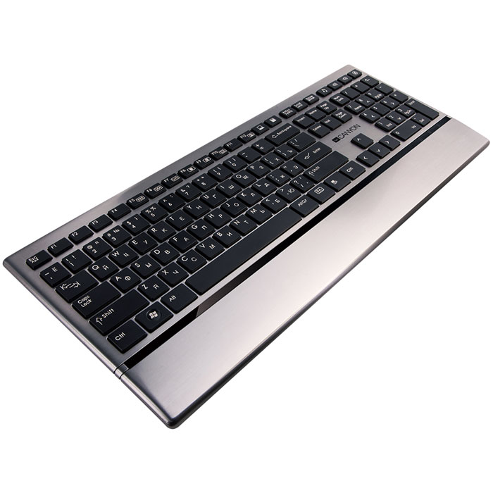 Canyon CNS-HKB4 клавиатураCNS-HKB4RU Canyon CNS-HKB4 клавиатураCNS-HKB4RUКлавиатура Canyon CNS-HKB4 создана для того, чтобы упростить работу с часто используемыми программами. В ней имеются специальные клавиши для управления воспроизведением музыки, запуска калькулятора и многих других клавиш для часто используемых программ. Мембранная конструкция обеспечивает защиту от грязи и жидкостей. Эргономичная конструкция позволяет снять нагрузку с запястий и имеет поддержку для запястий и рук. Клавиатура лёгкая и довольно тонкая.