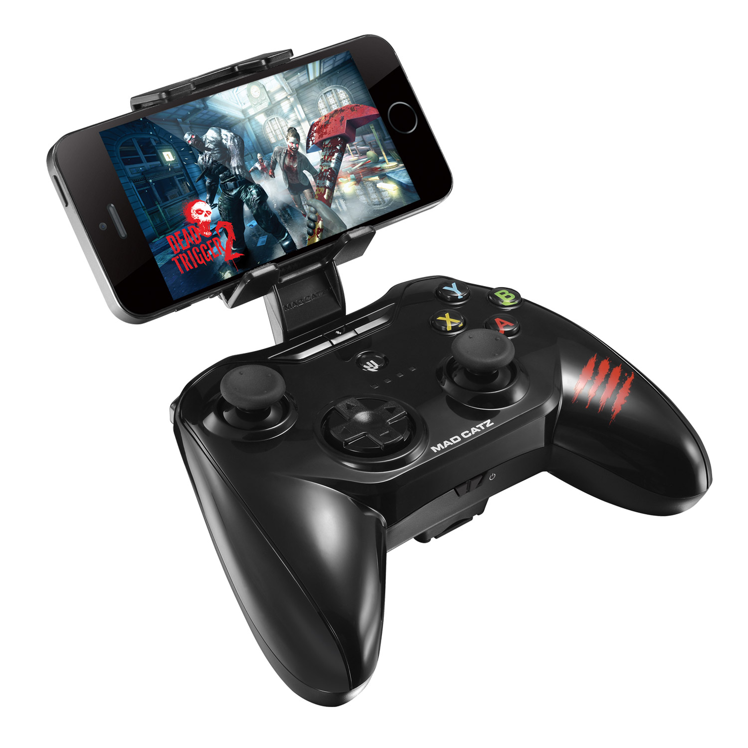 Mad Catz C.T.R.L.i, Black геймпад для iPhone и iPadPCA269 Mad Catz C.T.R.L.i, Black геймпад для iPhone и iPadPCA269Mad Catz C.T.R.L.i - стильный беспроводной геймпад для iPhone или iPad. Контроллер превратит ваше мобильное устройство в игровую консоль и позволит играть где угодно - дома, в поездках, путешествиях. Он оснащен лицензированным модулем связи от Apple и совместим с iPhone и iPad 5 поколения. Данная модель подключается к мобильному устройству через протокол Bluetooth. Благодаря энергоэффективному модулю Bluetooth 4.0 геймпад может проработать в автономном режиме до двух суток. Для комфортной игры на ходу новинка оснащена съемными регулируемыми зажимами, в которые можно вставить iPhone или iPad. При этом в устройстве не перекрывается разъем Lightning и его можно заряжать даже во время игры. Mad Catz C.T.R.L. i позволяет играть и на большом экране, используя в качестве консоли планшет или смартфон от Apple, соединив его с телевизором с помощью HDMI-кабеля. Геймпад имеет классический дизайн и традиционный набор средств управления: 8-позиционный D-pad и два аналоговых...