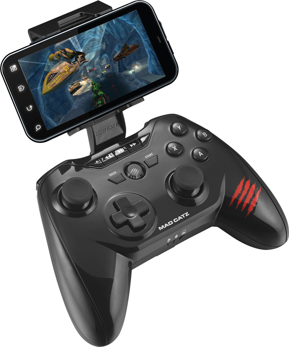 Mad Catz C.T.R.L.R, Gloss Black беспроводной геймпад (MCB3226600C2/04/1)MCB3226600C2/04/1 Mad Catz C.T.R.L.R, Gloss Black беспроводной геймпад (MCB3226600C2/04/1)MCB3226600C2/04/1Беспроводной геймпад Mad Catz C.T.R.L.R - универсальное боевое оружие, которое позволит взглянуть под другим углом на любимые мобильные игры. Это устройство подарит совершенно новые впечатления от приложений, управлять которыми раньше можно было только через интерфейс тач-скрин. Mad Catz C.T.R.L.R поддерживает технологии Bluetooth Classic и Bluetooth Smart(4.0), поэтому совместим и с актуальными, и с устаревшими мобильными устройствами. И, конечно же, гаджет оснащен полным набором элементов управления. С помощью утилиты GameSmart также можно с легкостью программировать кнопки и джойстики устройства. Подходит к устройствам под Android, Smart Devices, Fire TV, PC и M.O.J.O