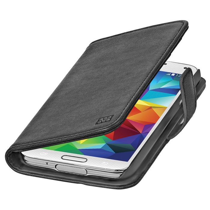 Promate Zimba-S5 чехол для Samsung Galaxy S5, Black00007727 Promate Zimba-S5 чехол для Samsung Galaxy S5, Black00007727Zimba-S5 - превосходный защитный чехол с крышкой, оформленный в виде бумажника. С внутренней стороны крышки предусмотрены 3 горизонтальных кармана для визиток, пластиковых карт, проездных абонементов и т.д., а также один большой вертикальный карман. Конструкция предусматривает использование Zimba-S5 в виде горизонтальной подставки для вашего Galaxy S5. Специальные технические вырезы на чехле обеспечивают полный доступ ко всем портам и кнопкам управления устройства.
