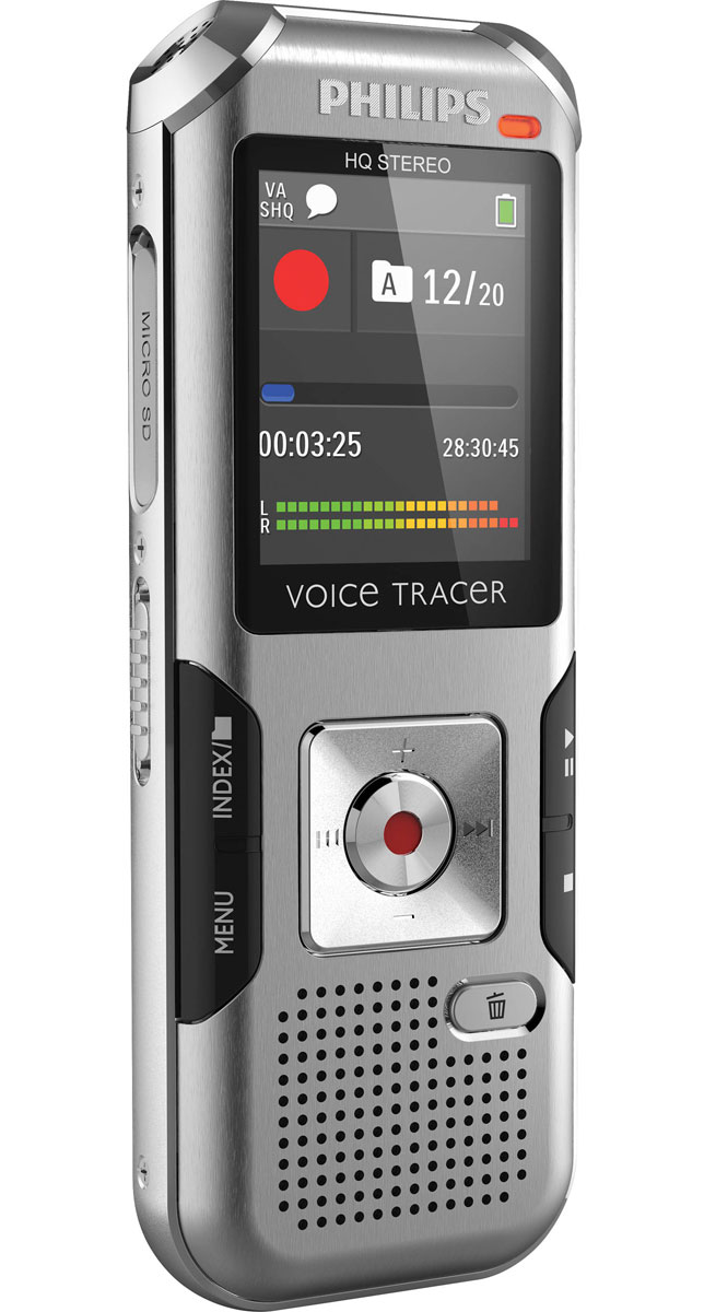 Philips DVT4000 диктофонDVT4000 Philips DVT4000 диктофонDVT4000Philips DVT4000 - цифровой диктофон прочном и легком корпусе. Благодаря подобной конструкции устройство защищено металлической поверхностью корпуса и является удобным в обращении. Функция AutoAdjust+ Запись речи в различных условиях часто представляет собой трудную задачу. AutoAdjust+ является инновационным интеллектуальным алгоритмом записи, который анализирует и автоматически регулирует параметры входящих сигналов, выбирая идеальные настройки для каждой конкретной ситуации, в которой производится запись. При этом производится выбор и регулировка соответствующих параметров звучания, таких как чувствительность микрофона, шумовой фильтр, подавление шумов и правый и левый каналы записи. Высококачественный микрофон Оба высококачественных стереомикрофона обеспечивают кристально чистое звучание. Более высокий уровень чувствительности записи обеспечивает более сильный сигнал без ущерба для качества воспроизведения звука. Таким образом, Вам...