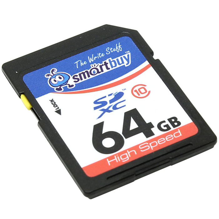 SmartBuy SDXC Class 10 64GB карта памятиSB64GBSDXC10 SmartBuy SDXC Class 10 64GB карта памятиSB64GBSDXC10SmartBuy SDXC Class 10 64GB - компактное универсальное устройство для хранения информации. Она может использоваться в телефонах, коммуникаторах, камерах, цифровых фотоаппаратах, компьютерах и многих других устройствах.