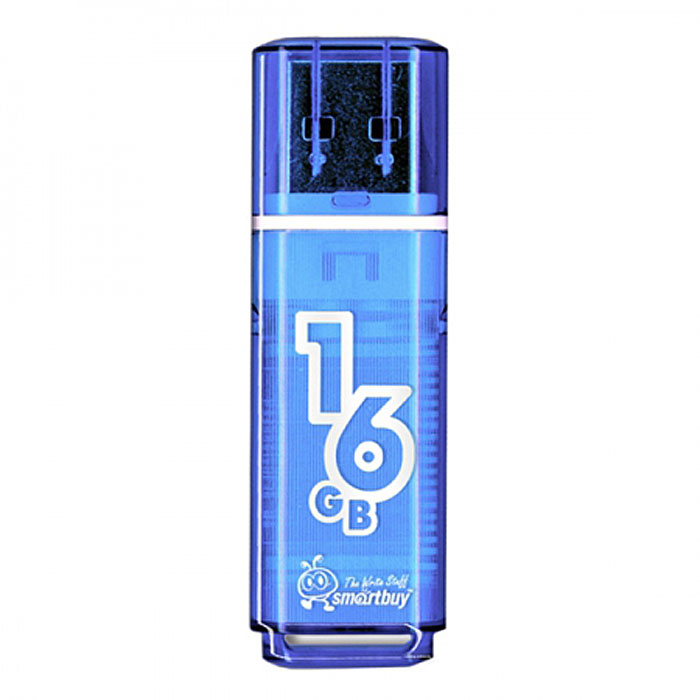 SmartBuy Glossy Series 16GB, Blue USB-накопительSB16GBGS-B SmartBuy Glossy Series 16GB, Blue USB-накопительSB16GBGS-BКорпус USB-накопителя SmartBuy Glossy Series 16GB сделан из прозрачного пластика с белой полоской, проходящей между корпусом и колпачком. Glossy оборудован специальной системой для крепления колпачка - с помощью скобки он фиксируется между двумя выступающими пластинками на устройстве. Это очень удобно и минимизирует вероятность потери защитного колпачка. За эту же скобку устройство можно прикрепить к шнурку, чтобы накопитель всегда был под рукой. Пропускная способность интерфейса: 480 Мбит/сек Совместим с: Windows 7, Windows 8, Windows Vista, Windows XP, Windows 2000, Linux, MAC OS X