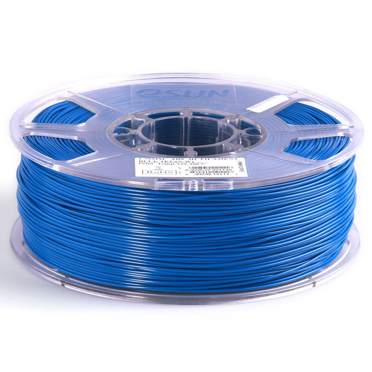 ESUN пластик ABS в катушке, Blue, 1,75 ммABS175U1 ESUN пластик ABS в катушке, Blue, 1,75 ммABS175U1Пластик ABS от ESUN долговечный и очень прочный полимер, ударопрочный, эластичный и стойкий к моющим средствам и щелочам. Один из лучших материалов для печати на 3D принтере. Пластик ABS не имеет запаха и не является токсичным. Температура плавления 220-260°C. АБС пластик для 3D-принтера применяется в деталях автомобилей, канцелярских изделиях, корпусах бытовой техники, мебели, сантехники, а также в производстве игрушек, сувениров, спортивного инвентаря, деталей оружия, медицинского оборудования и прочего. Диаметр пластиковой нити: 1.75 мм