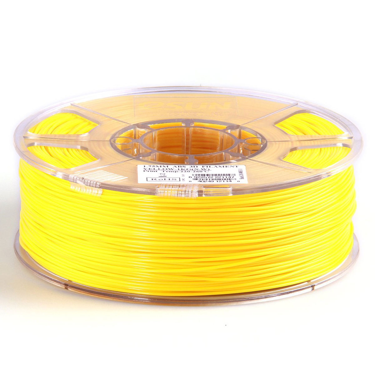 ESUN пластик ABS в катушке, Yellow, 1,75 ммABS175Y1 ESUN пластик ABS в катушке, Yellow, 1,75 ммABS175Y1Пластик ABS от ESUN долговечный и очень прочный полимер, ударопрочный, эластичный и стойкий к моющим средствам и щелочам. Один из лучших материалов для печати на 3D принтере. Пластик ABS не имеет запаха и не является токсичным. Температура плавления 220-260°C. АБС пластик для 3D-принтера применяется в деталях автомобилей, канцелярских изделиях, корпусах бытовой техники, мебели, сантехники, а также в производстве игрушек, сувениров, спортивного инвентаря, деталей оружия, медицинского оборудования и прочего. Диаметр пластиковой нити: 1.75 мм