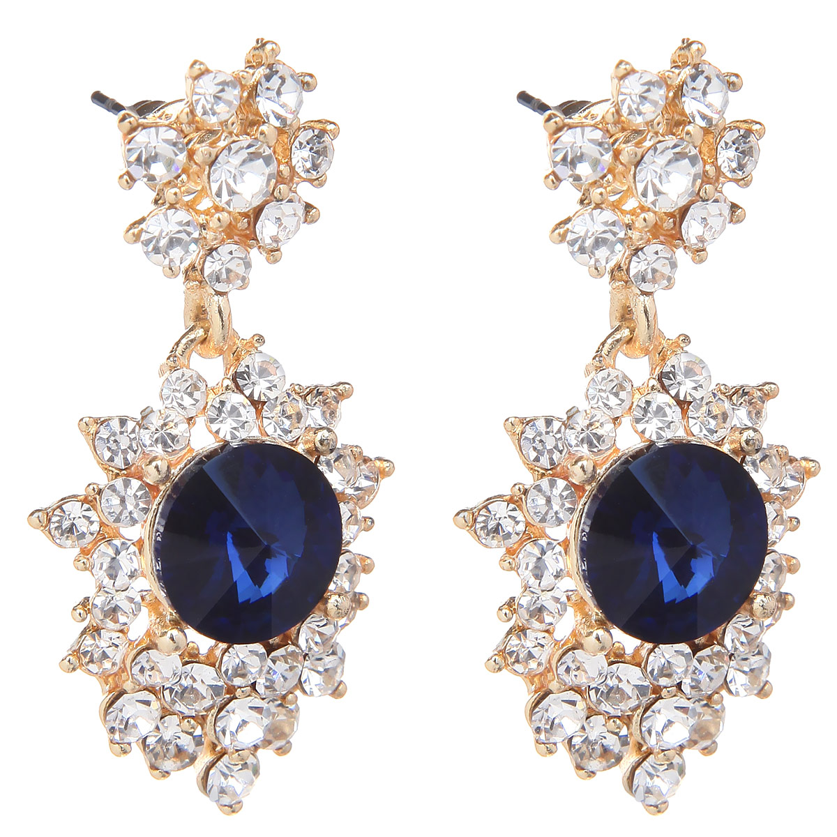 Серьги Taya, цвет: золотистый, темно-синий. T-B-9231-EARR-D.BLUET-B-9231-EARR-D.BLUE Серьги Taya, цвет: золотистый, темно-синий. T-B-9231-EARR-D.BLUET-B-9231-EARR-D.BLUEОчаровательные серьги-гвоздики с подвесками Taya станут изысканным дополнением вашего образа. Серьги выполнены из гипоаллергенного ювелирного сплава на основе латуни. Сплав не содержит свинец и никель. Серьги выполнены в виде подвесок каплевидной формы инкрустированных стразами с крупным камнем посередине. Благодаря оригинальному дизайну и лаконичному сочетанию цветов, серьги идеально подойдут для праздничного наряда. Размер подвески 2 см х 2,5 см.