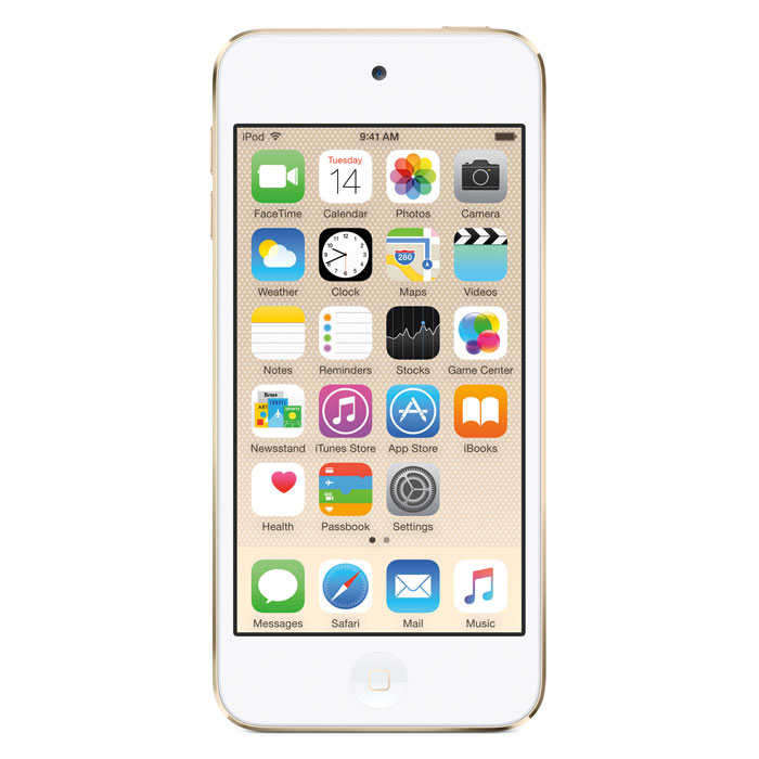 Apple iPod Touch 6G 32GB, Gold mp-3 плеерMKHT2RU/A Apple iPod Touch 6G 32GB, Gold mp-3 плеерMKHT2RU/AApple iPod Touch 6G - это отличный способ уместить всю медиатеку в кармане. iTunes Store, самый большой в мире каталог музыки, наполнит ваш iPod touch любимыми песнями. iCloud обеспечит автоматический доступ ко всем вашим покупкам со всех ваших Apple-устройств - совершенно бесплатно. А сервис Apple Music, доступный прямо в приложении Музыка, произведет сильное впечатление. В Apple iPod Touch 6G встроен 64-битный процессор A8 уровня настольных компьютеров, разработанный Apple. Благодаря ему производительность увеличилась до шести раз по сравнению с моделью предыдущего поколения, а скорость графики выросла до 10 раз - теперь ваши любимые игры работают быстрее и выглядят ещё реалистичнее, чем прежде. Время работы от аккумулятора не изменилось - до 40 часов воспроизведения музыки и до 8 часов воспроизведения видео. Сопроцессор движения M8 постоянно измеряет данные ваших движений, используя передовые датчики, в том числе гироскоп и акселерометр....