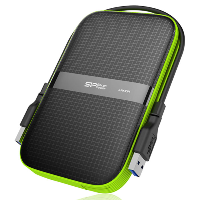 Silicon Power Armor A60 500Gb, Black внешний жесткий дискSP500GBPHDA60S3K Silicon Power Armor A60 500Gb, Black внешний жесткий дискSP500GBPHDA60S3KSilicon Power Armor A60 - сверхнадежный портативный жесткий диск. Прошел испытания на соответствие американскому военному стандарту устойчивости к ударам MIL-STD-810G 516.6 Procedure IV, который включает тест на падение устройства с высоты 122 сантиметров. Он также обладает степенью устойчивости к влаге IPX4, дающей защиту в случае попадания брызг жидкости на поверхность устройства. Интерфейс USB 3.0 Armor A60 обеспечивает высокоскоростную передачу данных (совместим также с USB 2.0). Система крепления провода передачи данных находится на корпусе устройства. Девайс разработан с применением новейшей технологии подвесной амортизации внутренней части устройства. Пользователю предоставляется бесплатное программное обеспечение SP Widget с функциями управления созданием запасных копий информации и обеспечения защиты записанных данных. Поддержка операционных систем: Windows 8/7/Vista/XP/2000, Linux 2.6.31 или более поздние версии, Mac OS 10.5 или более поздние...