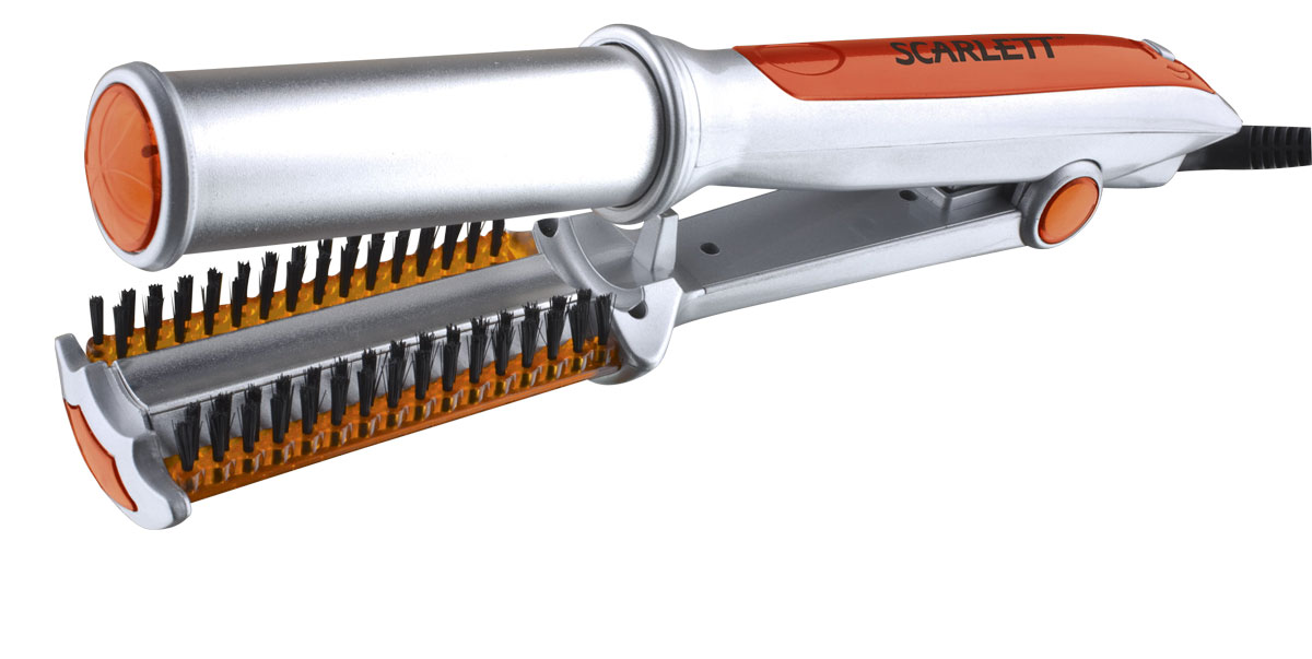 Scarlett SC-1063, Silver Orange мультистайлерSC-1063 Scarlett SC-1063, Silver Orange мультистайлерSC-1063Мультистайлер Scarlett SC-1063 для профессиональной укладки, моделирования, завивки и разглаживания волос. Имеет два ряда щетин: первый ряд щетин распрямляет прядь волос, второй ряд щетин разглаживает волосы и делает их шелковистыми. Выпрямление, завивка и укладка волос одним движением. Плоский нагревательный элемент обеспечивает быстрый равномерный нагрев.