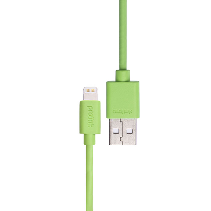 Prolink PB341, Green USB-кабель Apple Lightning (1 м)PB341GE Prolink PB341, Green USB-кабель Apple Lightning (1 м)PB341GEКабель Prolink PB341 создан для подключения iPhone, iPad или iPod с разъёмом Lightning к порту USB на компьютере для синхронизации и подзарядки, либо к адаптеру питания Apple USB для удобной подзарядки напрямую от розетки питания. В Prolink PB341 использованы оригинальные чипы, что позволяет гарантировать на 100% совместимость и работоспособность с оригинальными устройствами Apple. Применение меди в разъёмах, где происходит контакт и проводов OFC, позволяет на 30% улучшить передачу сигнала по сравнению со стандартными кабелями. Не смотря на столь малые размеры штекера с 8-ю контактами, подключение очень быстрое и надёжное благодаря симметричному расположению контактов с каждой стороны и закруглённым углам.
