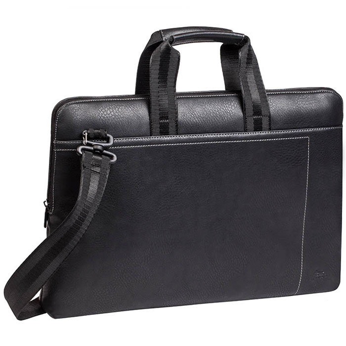 Riva 8930 сумка для ноутбука 15,6, BlackRivaCase 8930 (PU) black Riva 8930 сумка для ноутбука 15,6, BlackRivaCase 8930 (PU) blackСумка Riva 8930 для ноутбука до 15.6 выполнена из плотной искусственной кожи и имеет утолщенные стенки для защиты ноутбука от случайных ударов и царапин, а также от пыли и влаги. Два дополнительных внутренних отделения помогут удобно разместить все необходимые аксессуары, планшет до 10.1 и документы. Также имеется внутренний карман на молнии для бумажника, паспорта. Контрастная, светлая подкладка облегчает поиск необходимого гаджета. Ручки из оригинальной, цельной стропы закреплены через всю внутреннюю поверхность сумки, что значительно усиливает конструкцию сумки. Регулируемый, съемный плечевой ремень служит для удобства переноски.