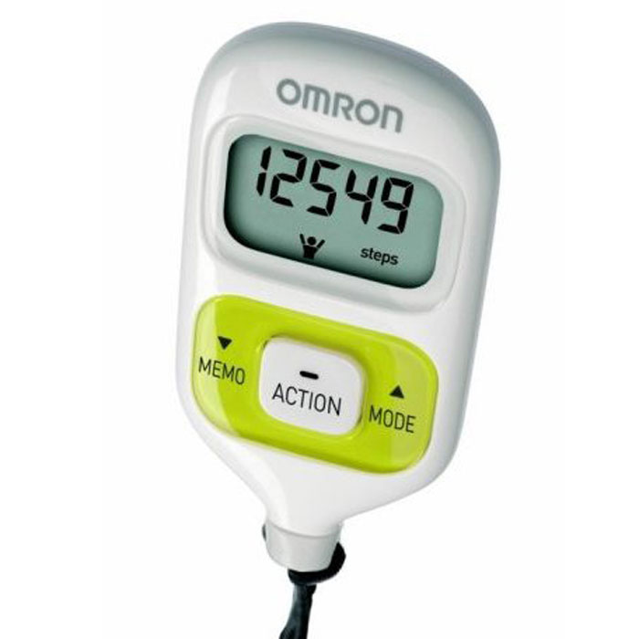 Omron HJ-203 шагомер, GreenУТ000000323 Omron HJ-203 шагомер, GreenУТ000000323Шагомер OMRON Walking Style III HJ-203 - cтильный, удобный, функциональный шагомер с двумя датчиками, что позволяет носить прибор в сумке, кармане, повесить на шею или ремень и получать более точные результаты. Функции расчета числа шагов, пройденного расстояния, потраченных калорий, сожженного за день жира помогут отследить Вам изменения состояния своего организма, понять сколько Вам не хватило до суточной нормы (10000 шагов). Шагомер OMRON Walking Style III HJ-203 - настраивается индивидуально под Вас: Вы вводите данные о своем весе и длине шага, которые хранятся в памяти прибора. Шагомер OMRON Walking Style III запоминает показания в течении 7 дней. Таким образом Вы можете оценить изменения в вашем организме, произошедшие за неделю.
