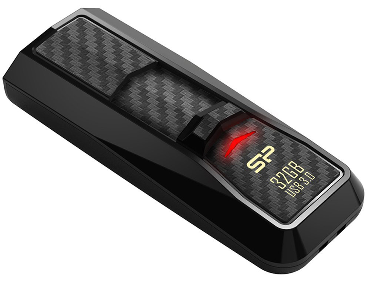 Silicon Power Blaze B50 32GB, Black USB-накопительSP032GBUF3B50V1K Silicon Power Blaze B50 32GB, Black USB-накопительSP032GBUF3B50V1KИдея внешнего дизайна Silicon Power Blaze B50 навеяна обтекаемыми формами спортивного автомобиля, излучающими мощь и быстроту: его отточенные по бокам углы передают то же ощущение силы, скорости и грациозности, а изящный линейный узор нижней части корпуса подчеркивает его динамичность и мощь в работе, создавая чувство похожее на управление гоночным автомобилем. Накопитель Silicon Power Blaze B50 имеет обширную емкость, доходящую до 256 ГБ в сочетании с высокоскоростным интерфейсом USB 3.0, гарантирующим скорость чтения 240 Мб/с и записи 140 Мб/с (в случае модели с емкостью 256 ГБ), что дает маневренность и быстроту всем тем, кто работает с крупными HD файлами и большими массивами данных, обеспечивая значительную экономию вашего драгоценного времени. Поверхность накопителя Silicon Power Blaze B50 покрыта специальным углеродным волокном, придающим ему особый эффектный и гладкий внешний вид. Он также оснащен V-образным LED-индикатором, ...