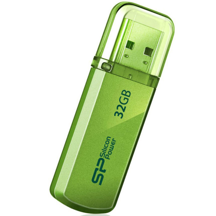 Silicon Power Helios 101 32GB, Green USB-накопительSP032GBUF2101V1N Silicon Power Helios 101 32GB, Green USB-накопительSP032GBUF2101V1NДоступный в яблочно-зеленом и лазоревом цветах новый Silicon Power Helios 101 имеет алюминиевый корпус с матовым покрытием. Silicon Power Helios 101 отражает футуристический, стильный и простой дизайн. Он тонок, легок и подходит для пользователей, следящих за модой! Helios 101 может быть прикреплен к брелоку с ключами и использоваться как аксессуар. Обладающий функцией plug&play Helios 101 - идеальный компаньон нетбука! ПО SP Widget с 7 основными функциями для защиты данных: Синхронизация и Резервное копирование Мои Документы Синхронизация и Резервное копирование других папок Синхронизация и Резервное копирование Outlook/Outlook express Копирование и шифрование данных на USB носитель Загрузка 60-дневной пробной версии Symantec Norton Internet security бесплатно Синхронизация и Резервное копирование папки Избранное Блокирование компьютера паролем, по времени или USB накопителем