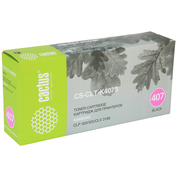 Cactus CS-CLT-K407S, Black тонер-картридж для Samsung CLP-325 CLX-3185CS-CLT-K407S Cactus CS-CLT-K407S, Black тонер-картридж для Samsung CLP-325 CLX-3185CS-CLT-K407SКартридж Cactus CS-CLT-K407S для лазерных принтеров Samsung. Расходные материалы Cactus для лазерной печати максимизируют характеристики принтера. Обеспечивают повышенную чёткость чёрного текста и плавность переходов оттенков серого цвета и полутонов, позволяют отображать мельчайшие детали изображения. Обеспечивают надежное качество печати.