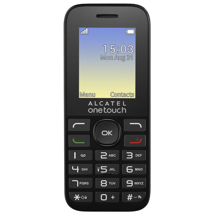 Alcatel OT-1016D Dual, Volcano Black1016D-3AALRU1 Alcatel OT-1016D Dual, Volcano Black1016D-3AALRU1Alcatel OT-1016D Dual поддерживает работу с двумя SIM-картами в режиме ожидания, за счет чего он может использоваться в качестве личного и рабочего одновременно. Кроме того, наличие двух карт позволяет эффективно управлять тарифами различных мобильных операторов, уменьшая уровень расходов. Дисплей телефона с диагональю 1,8 дюйма создан с применением технологии TFT. Благодаря этому картинка на нем всегда выглядит яркой и контрастной. Экран поддерживает отображение 65 тысяч цветов. Данная модель может воспроизводить файлы в формате MP3. Встроенный фонарик пригодится людям, которые часто ходят пешком в темноте, а также туристам. Полного заряда аккумулятора хватает на 6,5 часов непрерывного разговора или 300 часов (12,5 суток) работы телефона в режиме ожидания. Телефон сертифицирован Ростест и имеет русифицированную клавиатуру, меню и Руководство пользователя.