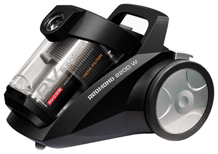 Redmond RV-С316, Black пылесосRV-С316 Black Redmond RV-С316, Black пылесосRV-С316 BlackRedmond RV-С316 — современный бытовой пылесос контейнерного типа. Двойная циклоническая система фильтрации обеспечивает постоянную мощность всасывания на протяжении всей уборки, а фильтр тонкой очистки воздуха на выходе задерживает мельчайшие частицы, которые могут вызывать аллергические реакции у чувствительных к пыли людей. На корпусе прибора расположен регулятор, который позволяет установить оптимальную мощность всасывания, благодаря чему вы можете как тщательно пропылесосить места, требующие глубокой очистки (ковры, напольные покрытия в домах с животными), так и бережно очистить предметы интерьера, требующие деликатного ухода (шторы, абажуры). Пластиковый контейнер для пыли легко снимается и чистится — больше никаких хлопот со сменными мешками.