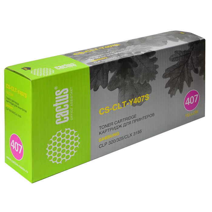 Cactus CS-CLT-Y407S, Yellow тонер-картридж для Samsung CLP-325 CLX-3185CS-CLT-Y407S Cactus CS-CLT-Y407S, Yellow тонер-картридж для Samsung CLP-325 CLX-3185CS-CLT-Y407SКартридж Cactus CS-CLT-Y407S для лазерных принтеров Samsung. Расходные материалы Cactus для печати максимизируют характеристики принтера. Обеспечивают повышенную четкость изображения и плавность переходов оттенков и полутонов, позволяют отображать мельчайшие детали изображения. Обеспечивают надежное качество печати.