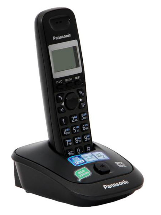 Panasonic KX-TG2521 RUT DECT телефонKX-TG2521RUT Panasonic KX-TG2521 RUT DECT телефонKX-TG2521RUTРадиотелефон Panasonic KX-TG2521RUT сделает разговор с близкими и коллегами удобным и необременительным. Функция Caller ID определяет номер звонящего абонента, а один из десяти имеющихся полифонических сигналов оповестит владельца о входящем вызове. При нажатии специальной кнопки на базовой станции аппарат начинает издавать звуковые и световые сигналы и позволяет быстро найти потерянную трубку. На подсвечиваемом дисплее отображается вся необходимая информация о разговоре и степени заряда аккумулятора. Одна из дополнительных функций - русскоязычная записная книжка, способная сохранять до пятидесяти номеров. Телефон способен находиться без подзарядки до 170 часов в режиме ожидания и до 18 часов в режиме разговора. Режим Eco включается при нажатии одной кнопки и делает модель экономичной по энергопотреблению. АОН, Caller ID (журнал на 50 вызовов) Цифровой автоответчик (до 20 минут) Спикерфон на трубке Голосовой АОН Телефонный справочник (50...