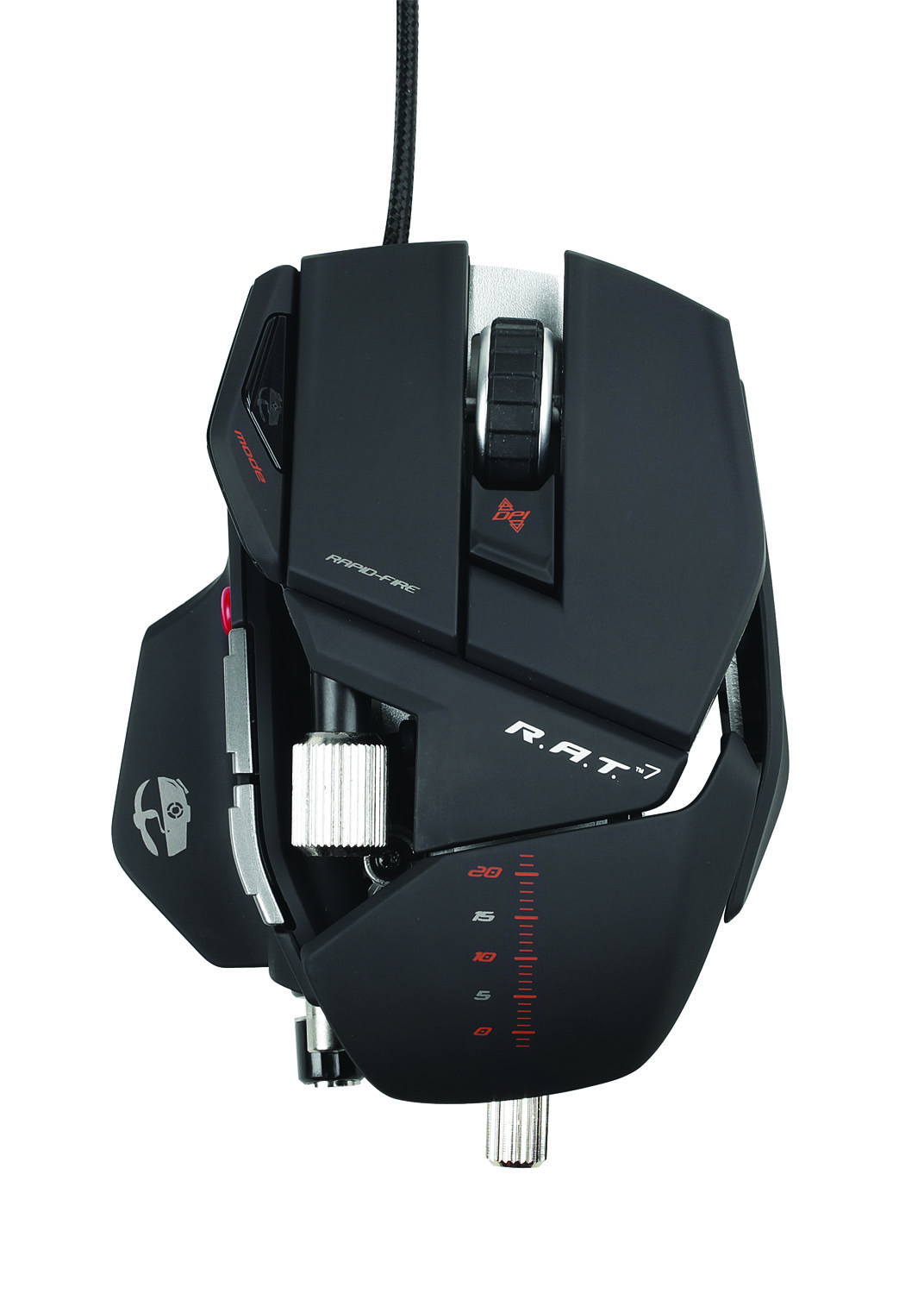 Mad Catz R.A.T.7, Matt Black проводная мышь (MCB4370800B2/04/1)MCB4370800B2/04/1 Mad Catz R.A.T.7, Matt Black проводная мышь (MCB4370800B2/04/1)MCB4370800B2/04/1Игровая мышь Mad Catz R.A.T. 7. Даже сложно сказать, какие параметры манипулятора R.A.T. 7 нельзя модифицировать. Единственное, наверное, что не воплощено в этой конструкции - это возможность менять центр тяжести. Одновременно балансировка выполнена весьма грамотно, и с любой массой, конфигурацией или манерой хвата работать с мышью удобно и комфортно. При помощи шестиграммовых утяжелителей (их номинал выгравирован на поверхности), массу Saitek Cyborg R.A.T. 7 можно нарастить до 30 грамм. Утяжелители закрепляются дополнительно завинчивающейся шайбой и прижимаются пружиной, сквозь которые крепится шестигранная отвертка. При помощи этой отвертки регулируются боковые поверхности мыши. Выдвигается площадка под большой палец, которая может смещаться. Меняется положение всей левого части, изменяется угол относительно центральной оси. Три пластиковые панели предназначены для модернизации правой боковины мыши. Меняются они очень легко, на это уходит несколько секунд. Не...