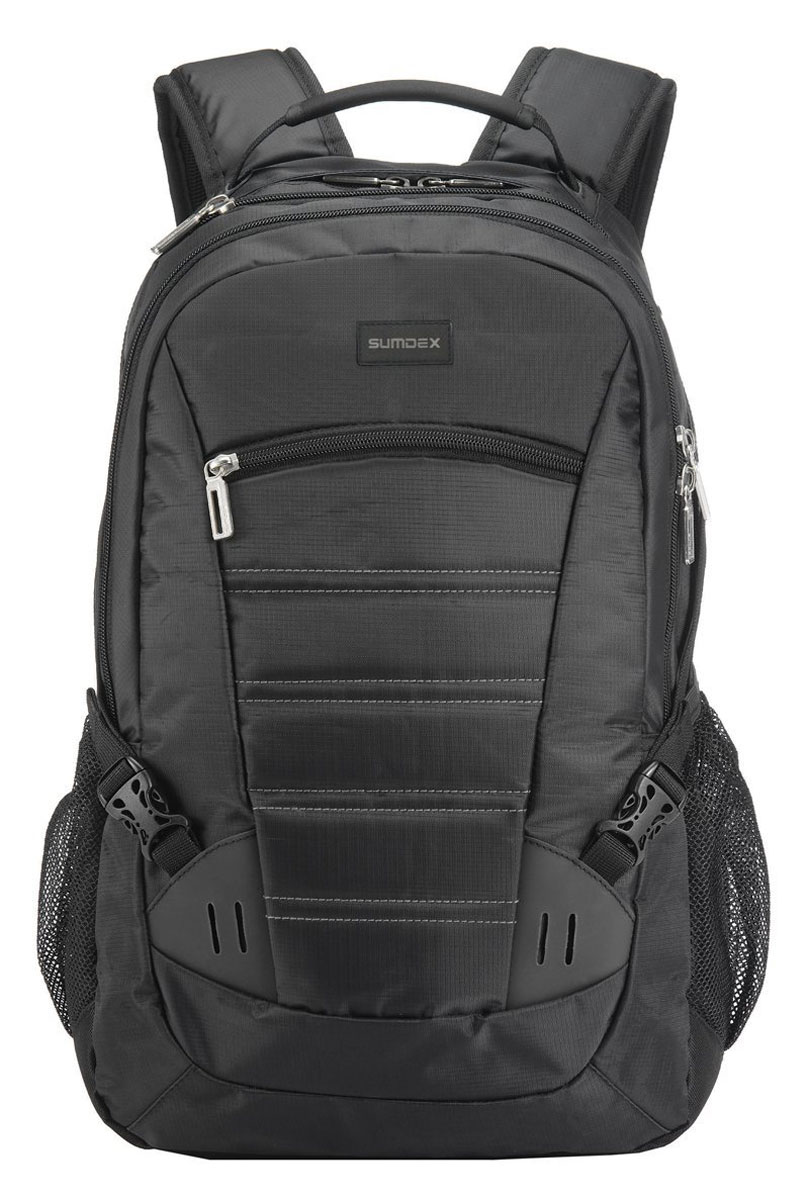 Sumdex PON-418 BK Black, рюкзак для ноутбука 16SUMDEX PON-418 BK Sumdex PON-418 BK Black, рюкзак для ноутбука 16SUMDEX PON-418 BKРюкзак SUMDEX PON-418 BK изготовлен из прочных водонепроницаемых материалов, и служит для переноски ноутбуков с диагональю экрана до 16 дюймов. Две удобные лямки и эргономичная ручка позволяют с легкостью переносить рюкзак. Множество дополнительных отделений позволят вам разместить блок питания, визитные карточки, диски, необходимые документы, музыкальный плейер и письменные принадлежности.