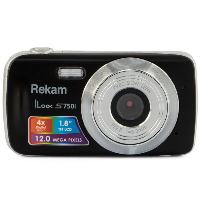Rekam iLook S750i, Black цифровая фотокамера1108005091 Rekam iLook S750i, Black цифровая фотокамера1108005091Rekam iLook S750i - это компактный цифровой фотоаппарат, созданный для сохранения памяти о самых ярких моментах жизни. Матрица CMOS обладает максимальным разрешением в 12 мегапикселей. Снимки, сделанные при помощи этой фотокамеры, идеальны для печати и редактирования. Rekam iLook S750i позволяет снимать видео в высоком разрешении и обладает всем необходимым для съемки в нормальных условиях. Фото сохраняются на карте памяти SD или MMC объемом до 32 Гб. Камера оборудована несколькими режимами настройки баланса белого, в том числе и автоматический. Цветной дисплей 1.8 позволит вам детально увидеть объект фото- или видеосъемки. Апертура/фокус: F2.8, f=5.3mm; 1.5 - бесконечность Зум: цифровой 4.0X Компенсация экспозиции: ±2.0EV (0.1EV/шаг) Баланс белого: Авто / Солнечно / Пасмурно / Флуоресцент / Вольфрам Автоспуск: 10 с Вспышка: авто / принудительно / выкл.