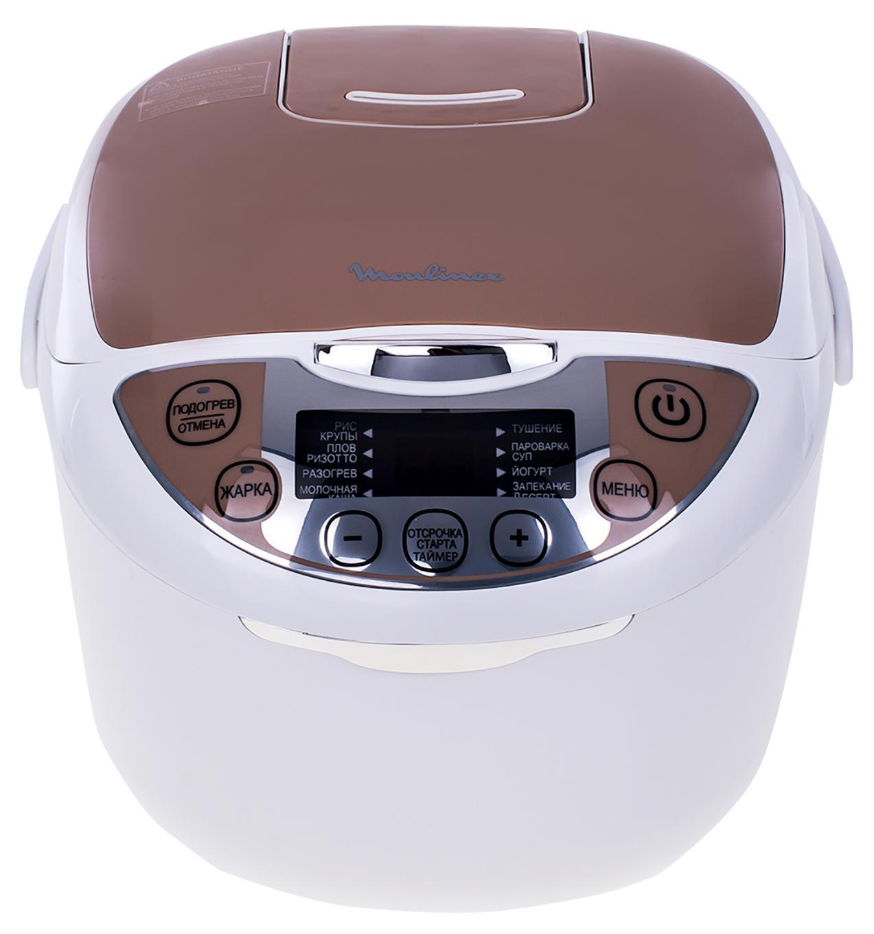 Moulinex MK706A32 мультиваркаMK706A32 Moulinex MK706A32 мультиваркаMK706A32Мультиварка Moulinex MK706A32 имеет высокую мощность и функциональность, что способствует вкусному и быстрому приготовлению пищи. Она имеет мощность потребления 750 Вт. А используя 9 программных режимов, можно выставлять нужную температуру и время приготовления. С помощью Moulinex MK706A32 можно готовить супы, каши, плов, тушить, жарить, поддерживать тепло, разогревать и делать вкусную выпечку. Устройство имеет в своем арсенале и программы для деток, такие как: молочная каша, йогурт и приготовление десертов. Оптимизировать процесс готовки и произвести отключение, призвана система умного приготовления Fuzzy logic. Управление сенсорное и простое, но при этом функциональное, на привлекательность данной модели влияет и ее стильный дизайн.