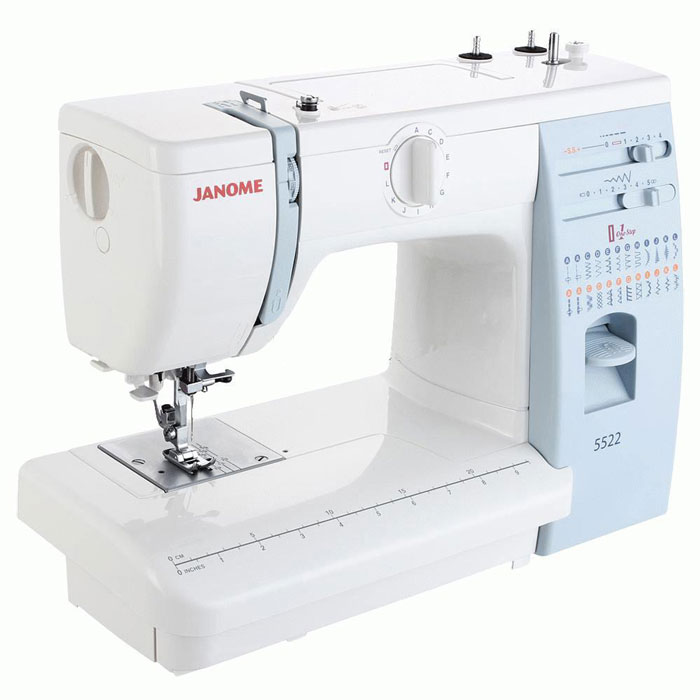 Janome 5522 швейная машина5522 Janome 5522 швейная машина5522Бытовая настольная электромеханическая швейная машина Janome 5522 с вертикальным челноком качающегося типа приятно порадует вас как своей ценой, так и тем, что это одна из самых неприхотливых и надежных швейных машин. Есть машины тонкие и деликатные, есть такие, которые требуют к себе очень вдумчивого отношения, а есть швейная машина Janome 5522, сидя за которой даже начинающая швея сможет быстро пошить довольно сложное швейное изделие без особого труда. С помощью этой машины вы не только быстро научитесь шить, но и сможете в дальнейшем использовать ее как для ремонта и шитья одежды, так и для в качестве основного инструмента небольшого домашнего бизнеса.