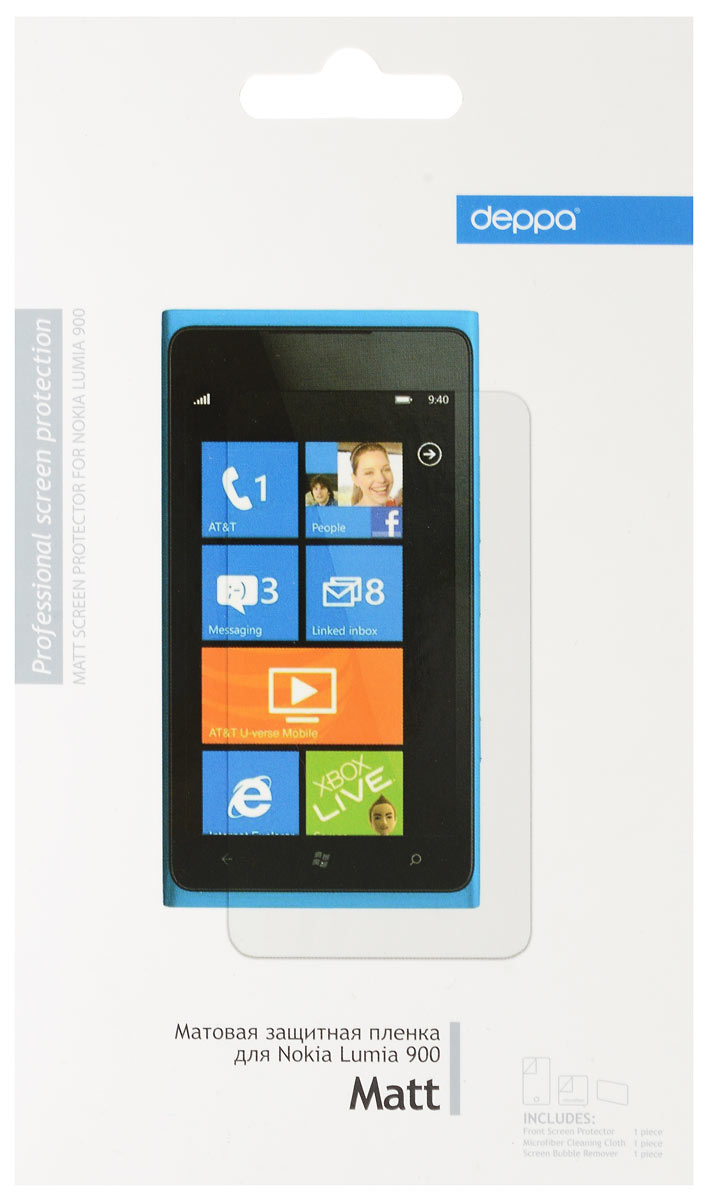Deppa защитная пленка для Nokia Lumia 900, матовая61014 Deppa защитная пленка для Nokia Lumia 900, матовая61014Защитная пленка Deppa надежно защитит экран вашего мобильного устройства от царапин. Пленка изготовлена из трехслойного японского материала PET.
