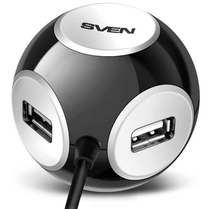 Sven HB-444, Black USB-концентраторSV-012854 Sven HB-444, Black USB-концентраторSV-012854Новый 4-портовый USB-концентратор Sven HB-444 представляет пользователю возможность не только получить три дополнительных USB-порта, но и решить проблему месторасположения подключаемых внешних USB-устройств и самого хаба, ведь длина встроенного в хабы USB-кабеля составляет 1,2 метра. Оригинальный дизайн Sven HB-444 сделает его использование не только полезным, но и весьма приятным. Совместимость: Windows XP / Vista / 7 / 8