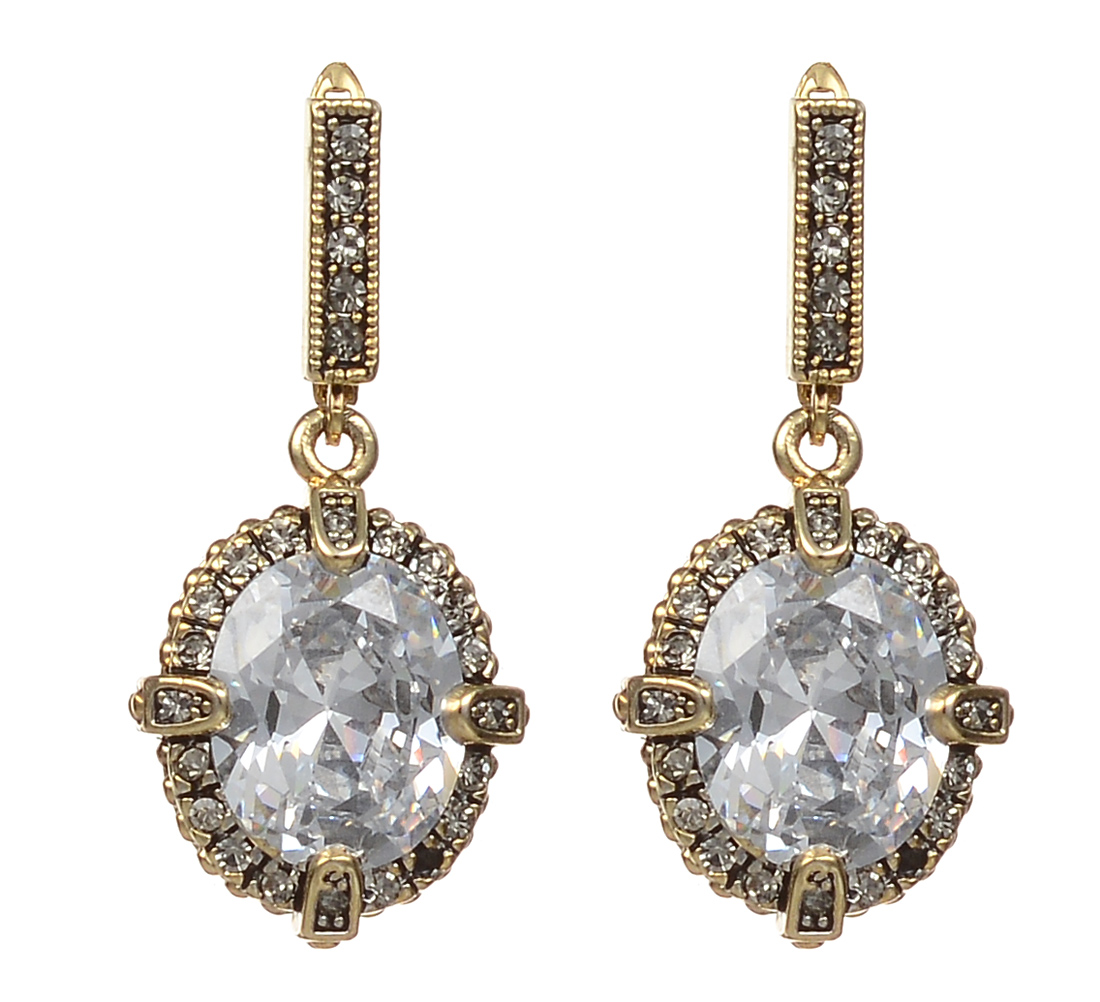Серьги Fashion House, цвет: золотой, серебристый. FH32627FH32627 Серьги Fashion House, цвет: золотой, серебристый. FH32627FH32627Оригинальные серьги Fashion House, выполненные из металла с золотистым покрытием в виде овала, дополненного большим камнем из циркона и стразами. Серьги застегиваются на английский замок. Изящные серьги придадут вашему образу изюминку, подчеркнут красоту и изящество вечернего платья или преобразят повседневный наряд. Такие серьги позволит вам с легкостью воплотить самую смелую фантазию и создать собственный, неповторимый образ.