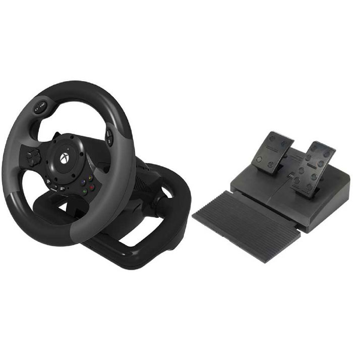 Hori Racing Wheel Controller руль для Xbox OneXBOX-005U Hori Racing Wheel Controller руль для Xbox OneXBOX-005UHori Racing Wheel Controller отлично подойдет геймерам, увлекающимся играми на тему автогонок. Он выполнен из высококачественных материалов, не скользит в ладонях, чутко реагирует на движения рук владельца, а также обеспечивает полный контроль над виртуальным автомобилем. В комплект входят напольные педали, делающие игру более реалистичной, но для управления скоростью и газом разработчики также предусмотрели кнопки на руле. Устройство предназначено для использования с приставками Xbox One, а также имеет официальную лицензию компании Microsoft. Функция вибрации и обратной связи Подрульные лепестки переключения передач Программируемые кнопки Резиновое покрытие Совместимость с играми: Forza Horizon 2, The Crew