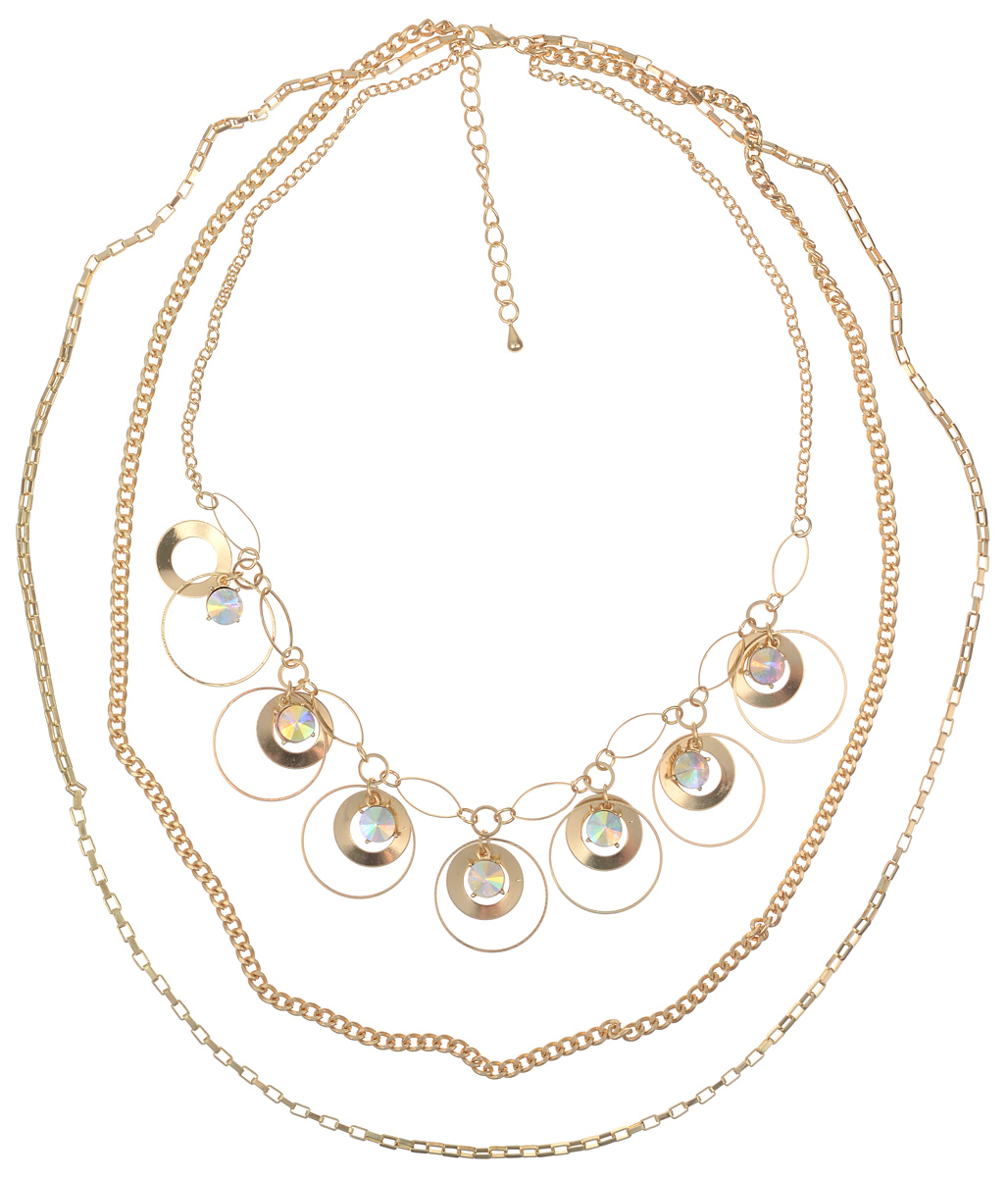 Колье Taya, цвет: золотистый. T-B-7546T-B-7546-NECK-GOLD Колье Taya, цвет: золотистый. T-B-7546T-B-7546-NECK-GOLDСтильное колье Taya выполнено из металлического сплава золотистого цвета на основе латуни в виде трех цепочек разного плетения и формы, дополненные подвесками из колец и страз. Колье застегивается при помощи замка-карабина. Длина колье регулируется. Это стильное украшение элегантно завершит модный образ и подчеркнет ваш утонченный вкус.