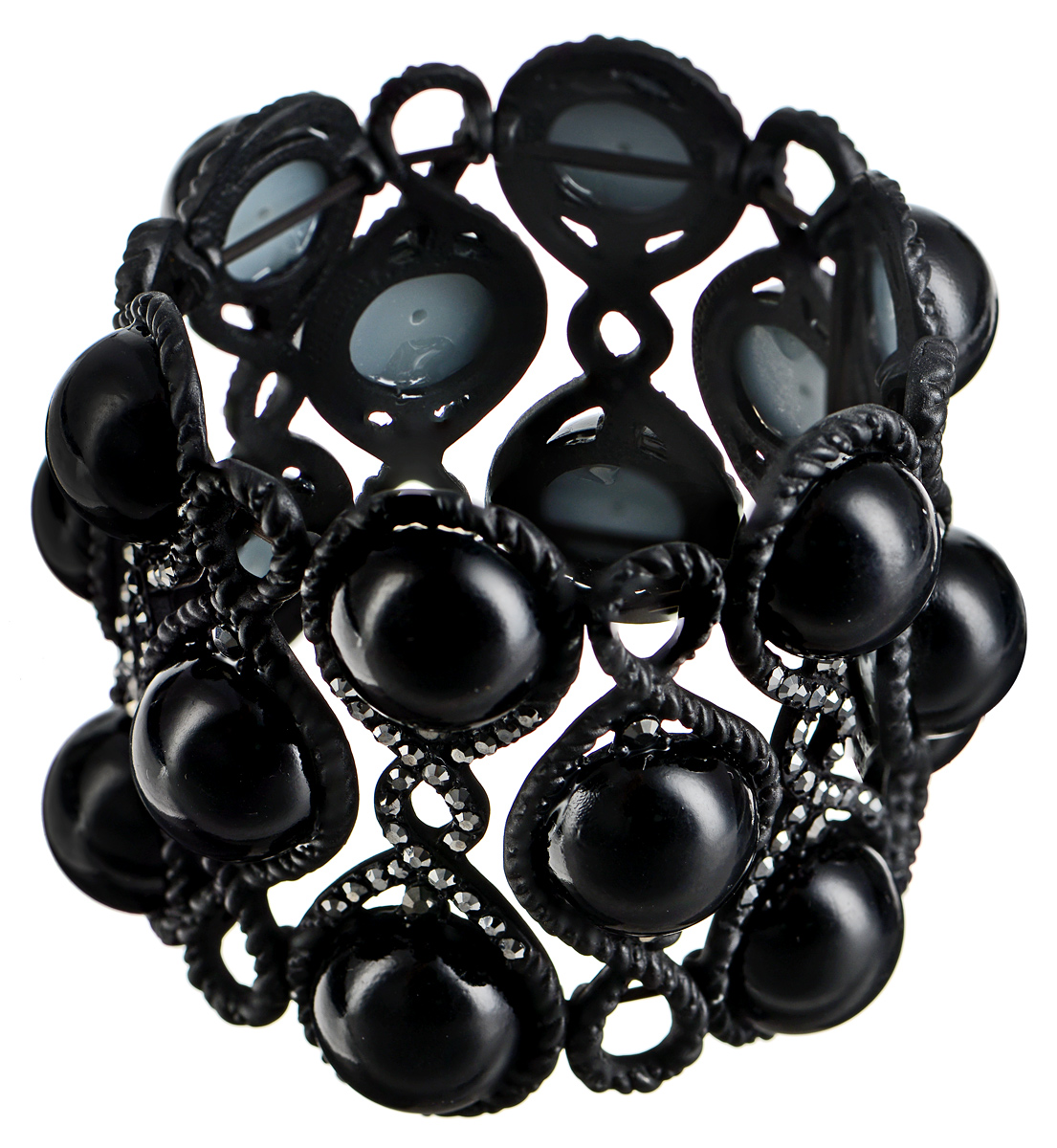 Браслет Taya, цвет: черный. T-B-7417T-B-7417-BRAC-BLACK Браслет Taya, цвет: черный. T-B-7417T-B-7417-BRAC-BLACKСтильный браслет Taya выполнен из бижутерийного сплава. Элементы оригинальной формы оформлены вставками из полубусин и сияющих стразов. Благодаря эластичной основе и подвижным элементам изделие идеально разместиться на запястье. Такой браслет позволит вам с легкостью воплотить самую смелую фантазию и создать собственный, неповторимый образ.