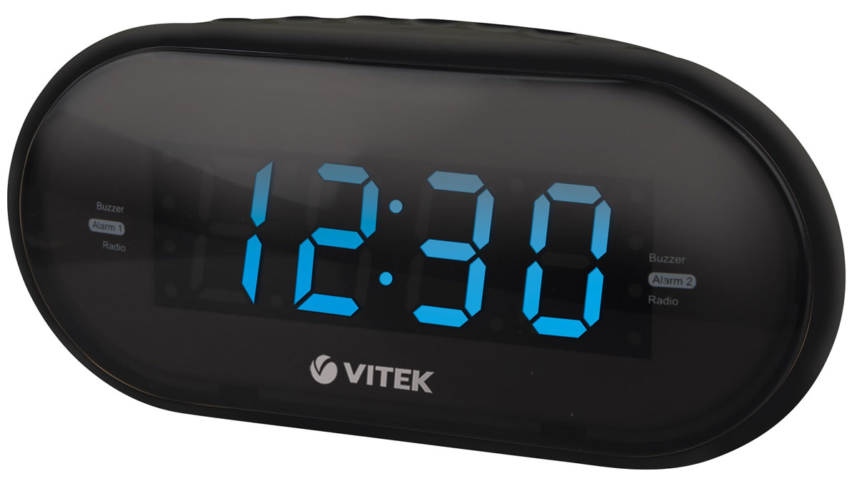 Vitek VT-6602(BK) радиочасыVT-6602(BK) Vitek VT-6602(BK) радиочасыVT-6602(BK)Vitek VT-6602(BK) - оптимальный вариант для тех, кто не любит обилие разной техники в доме. Ведь данное устройство является не только часами, которые показывают время на электронном табло. Оно совмещают в себе функцию будильника и радиоприемника. Встроенный цифровой тюнер поддреживает диапазоны FM и AM. Радиочасы также имеют крупный 1,2-дюймовы дисплей. Из дополнительных функций можно выделить возможность сохранения настроек 10 радиостанций в обоих диапазонах, двойной будильник и режим короткого сна. Резервное питание: 2 батарейки типа ААА (не входят в комплект)
