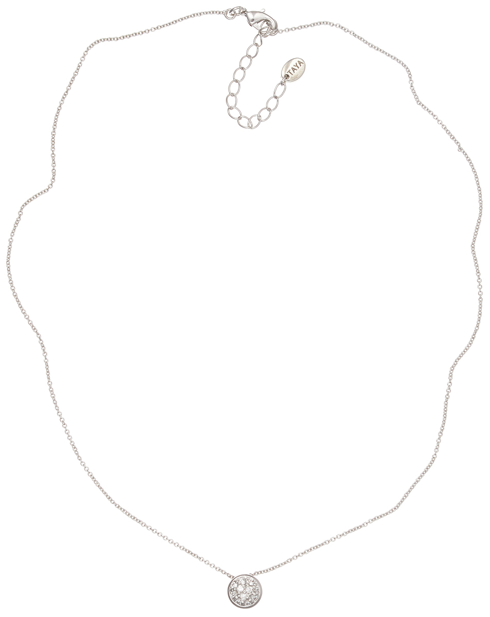 Колье Taya, цвет: серебристый. T-B-4804T-B-4804-NECK-RHODIUM Колье Taya, цвет: серебристый. T-B-4804T-B-4804-NECK-RHODIUMЭлегантное колье Taya выполнено из бижутерийного сплава с гальваническим покрытием родием. Колье дополнено подвеской оригинальной формы, которая оформлена цирконами. Колье застегивается на практичный замок-карабин, длина изделия регулируется за счет дополнительных звеньев. Колье Taya выгодно подчеркнет изящество, женственность и красоту своей обладательницы.