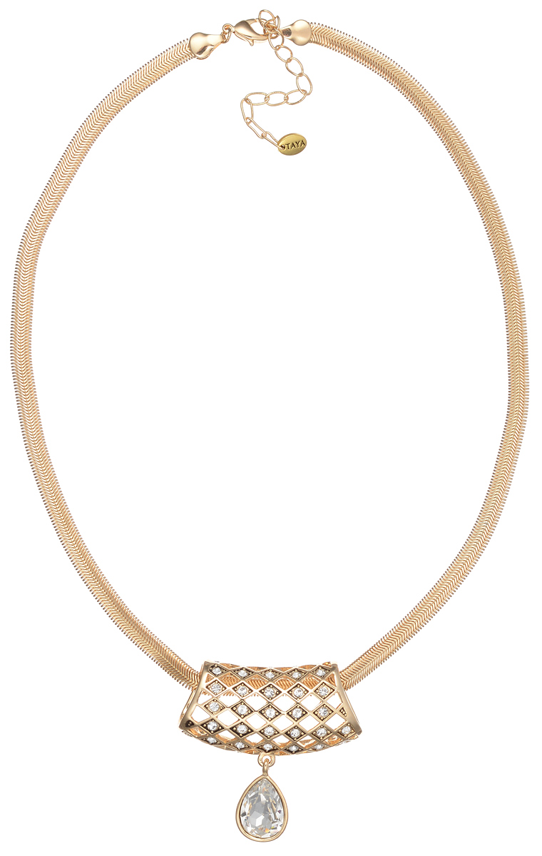 Колье Taya, цвет: золотой. T-B-7028T-B-7028-NECK-GL.WHITE Колье Taya, цвет: золотой. T-B-7028T-B-7028-NECK-GL.WHITEЭлегантное колье Taya выполнено из бижутерийного сплава в виде цепочки с кулоном. Кулон оформлен стразами из стекла и каплевидной подвеской с крупным граненым камнем. Колье застегивается на практичный замок-карабин, длина изделия регулируется за счет дополнительных звеньев. Колье Taya выгодно подчеркнет изящество, женственность и красоту своей обладательницы.