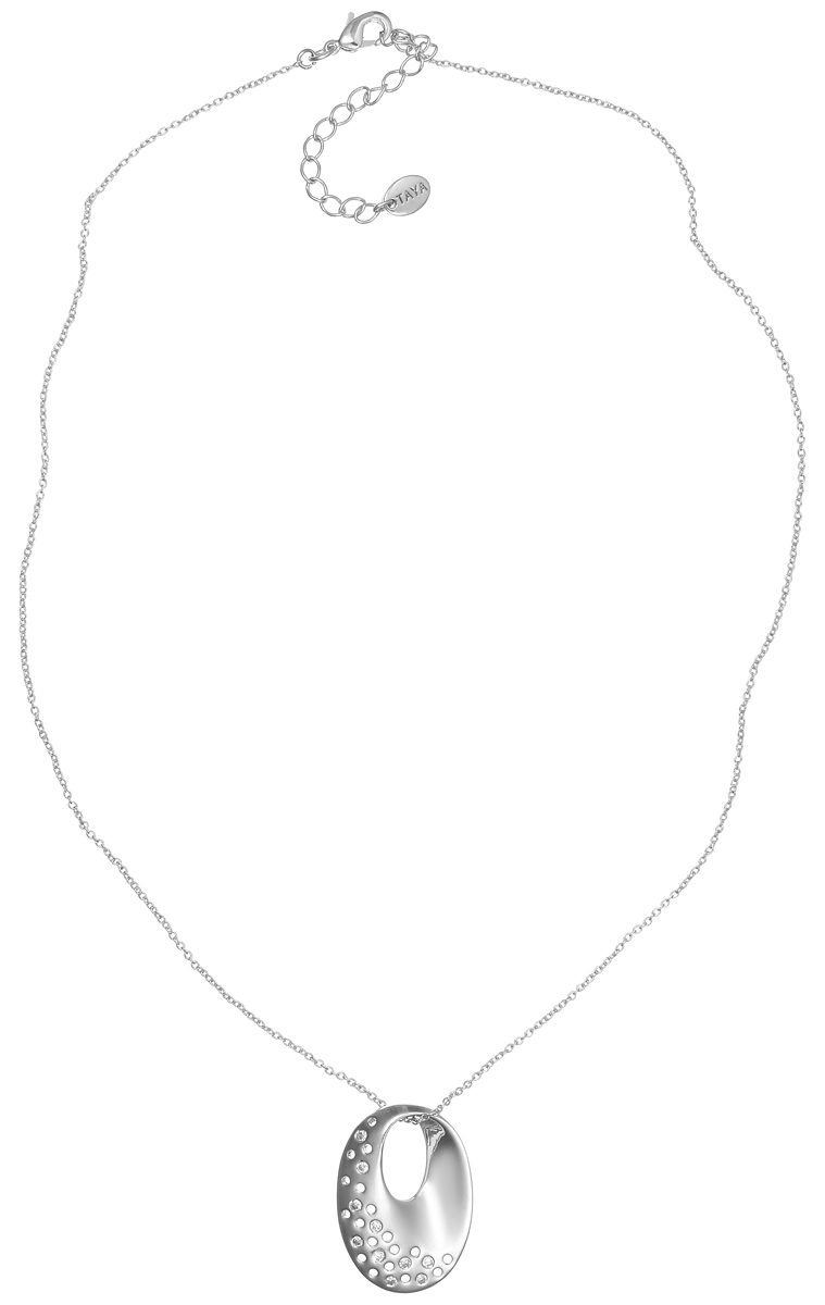 Колье Taya, цвет: серебристый. T-B-4797T-B-4797-NECK-RHODIUM Колье Taya, цвет: серебристый. T-B-4797T-B-4797-NECK-RHODIUMЭлегантное колье Taya выполнено из бижутерийного сплава с гальваническим покрытием родием. Колье дополнено подвеской оригинальной формы, которая оформлена стеклянными стразами. Колье застегивается на практичный замок-карабин, длина изделия регулируется за счет дополнительных звеньев. Колье Taya выгодно подчеркнет изящество, женственность и красоту своей обладательницы.