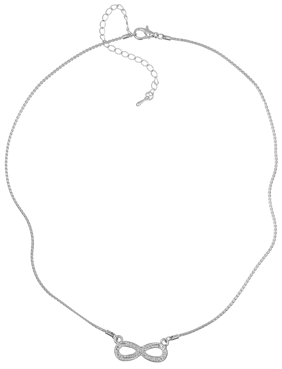Колье Taya, цвет: серебристый. T-B-6166T-B-6166-NECK-SILVER Колье Taya, цвет: серебристый. T-B-6166T-B-6166-NECK-SILVERЭлегантное колье Taya выполнено из бижутерийного сплава. Колье дополнено подвеской в виде символа бесконечности, которая оформлена стеклянными стразами. Колье застегивается на практичный замок-карабин, длина изделия регулируется за счет дополнительных звеньев. Колье Taya выгодно подчеркнет изящество, женственность и красоту своей обладательницы.