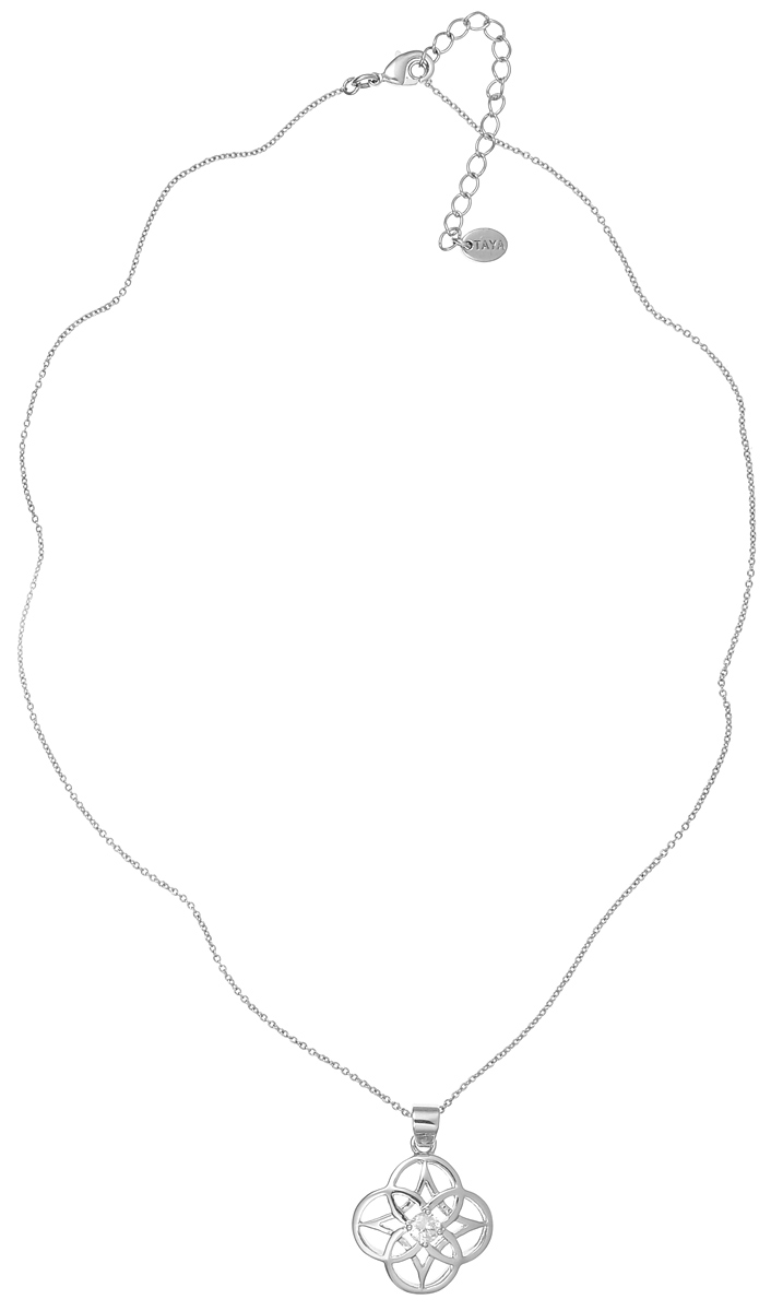 Колье Taya, цвет: серебристый. T-B-4739T-B-4739-NECK-RHODIUM Колье Taya, цвет: серебристый. T-B-4739T-B-4739-NECK-RHODIUMВеликолепное колье Taya выполнено из металлического сплава с родиевым и серебряным покрытием. Изделие представляет собой цепочку тонкого плетения с кулоном, украшенным прозрачным цирконом. Колье застегивается при помощи замка-карабина. Длина колье регулируется. Такое колье подойдет как для вечернего образа, так и на каждый день для завершения вашего наряда.