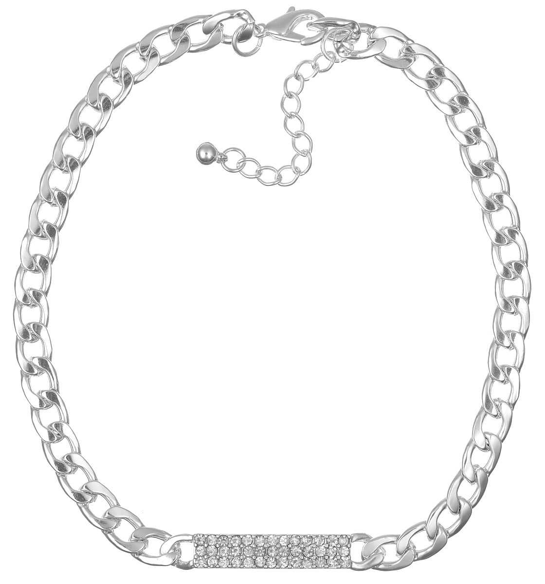 Колье Taya, цвет: серебристый. T-B-5630T-B-5630-NECK-SILVER Колье Taya, цвет: серебристый. T-B-5630T-B-5630-NECK-SILVERЭлегантное колье Taya выполнено из бижутерийного сплава в виде широкой цепочки. Центральная часть колье дополнена декоративным прямоугольным элементом, который оформлен стразами из стекла. Колье застегивается на практичный замок-карабин, длина изделия регулируется за счет дополнительных звеньев. Колье Taya выгодно подчеркнет изящество, женственность и красоту своей обладательницы.
